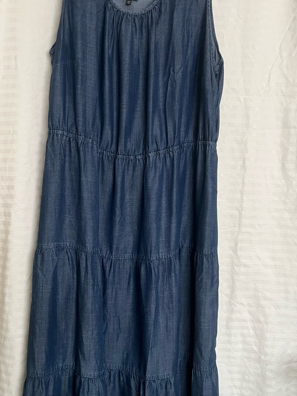 Talbots Plus Denim-Look Scoop Neck Maxi Dress - Light Blue